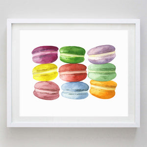 French Macaron Watercolor Print