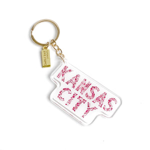 Pink Tie-Dye LV Leather Keychain