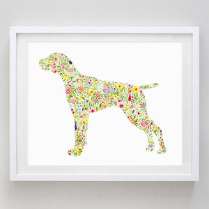 German Shorthaired Pointer Floral Watercolor Print