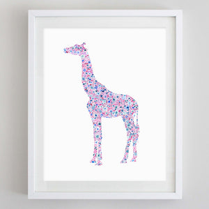 Giraffe Floral Watercolor Art Print - Alpha Epsilon Phi