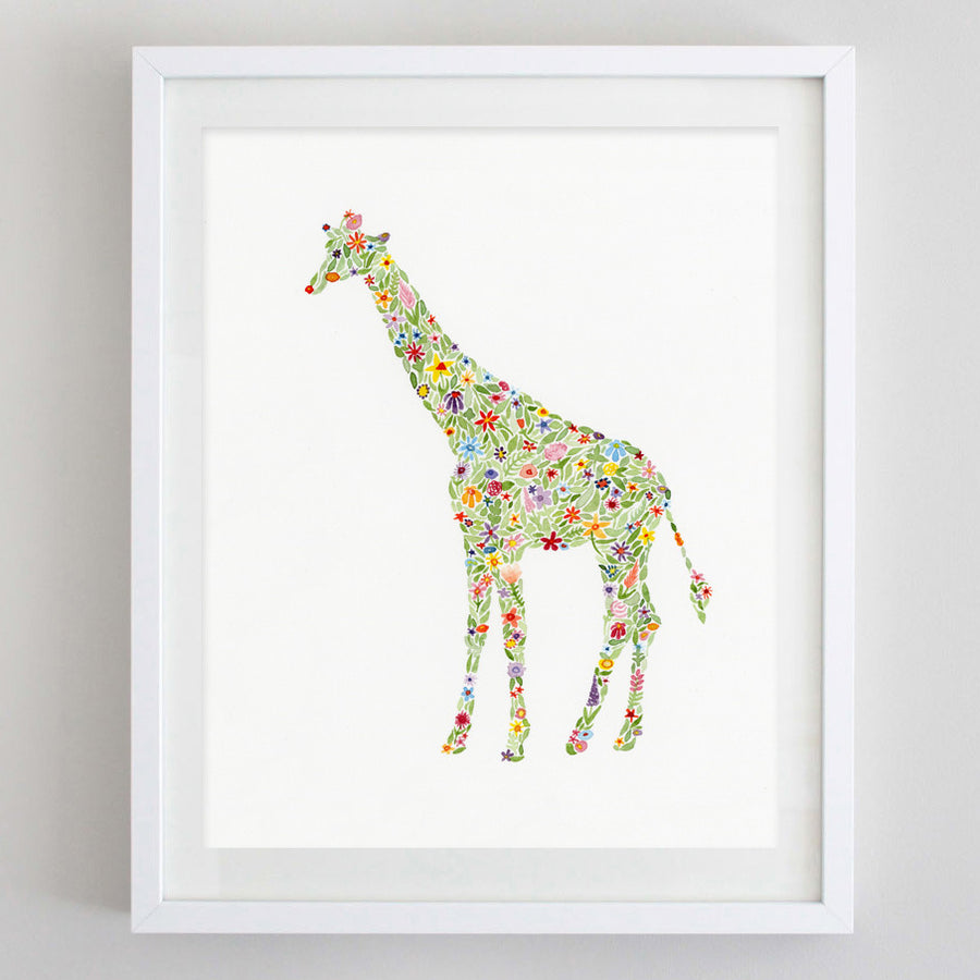 art print - giraffe floral watercolor print - carly rae studio