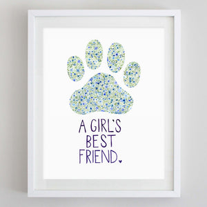 Girls Best Friend Floral Watercolor Print