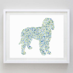 Golden Doodle Floral Watercolor Print