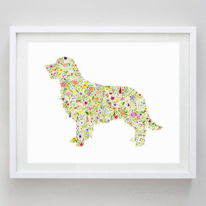 art print - golden retriever floral watercolor print - carly rae studio