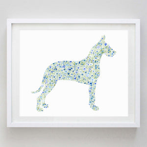 Great Dane Floral Watercolor Print