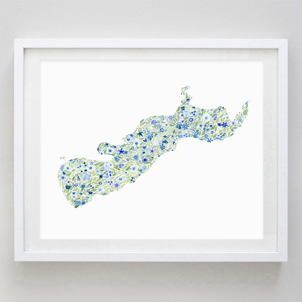Green Lake Floral Watercolor Print