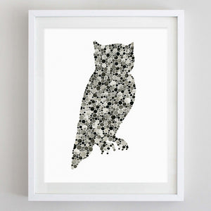 art print - owl black watercolor print - carly rae studio
