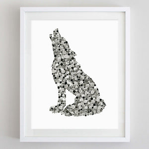 art print - wolf black watercolor print - carly rae studio