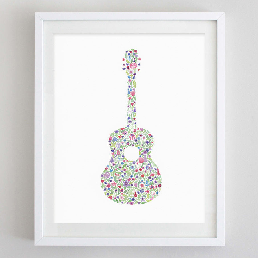 art print - guitar floral watercolor print - carly rae studio
