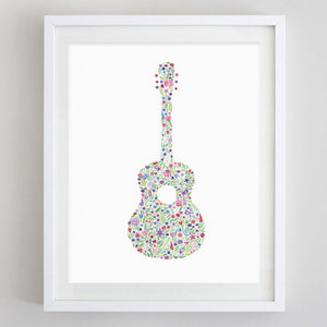 art print - guitar floral watercolor print - carly rae studio