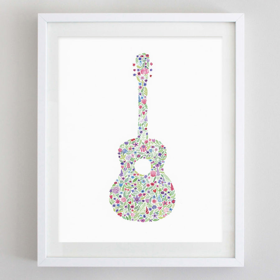 art print - guitar floral watercolor print - carly rae studio