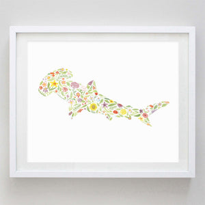 art print - hammerhead floral watercolor print - carly rae studio