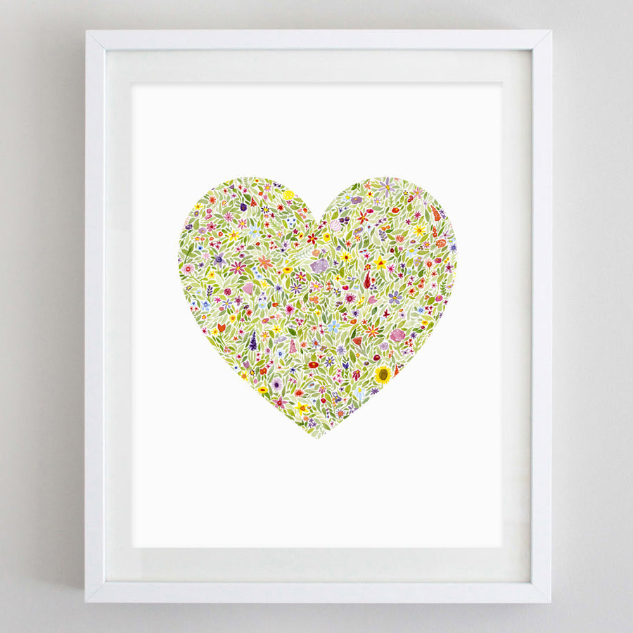 art print - heart floral watercolor print - carly rae studio