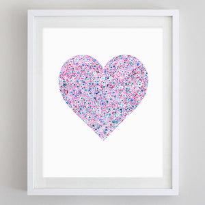 Heart Floral Watercolor Art Print - Sigma Kappa