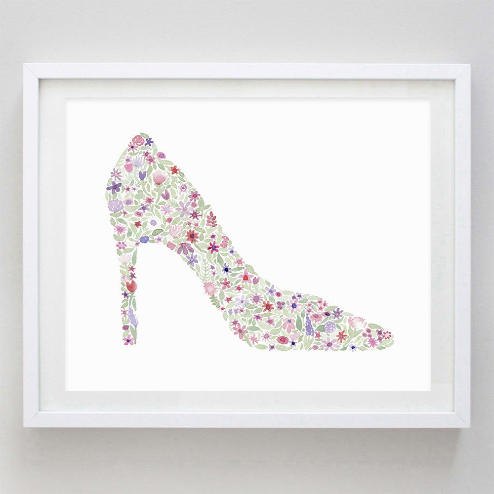 art print - high heel floral watercolor print - carly rae studio
