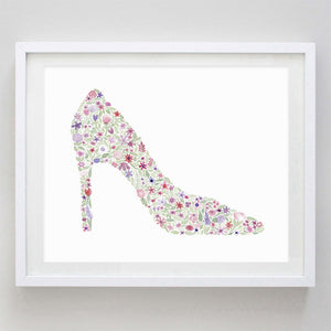 art print - high heel floral watercolor print - carly rae studio