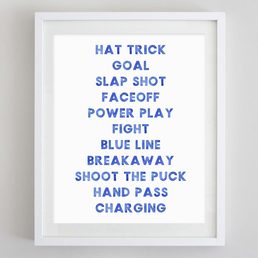 Hockey Watercolor Print