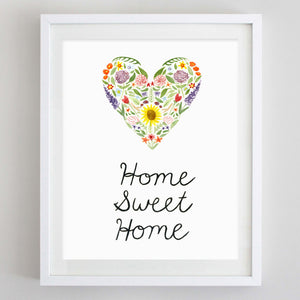 art print - home sweet home floral watercolor print - carly rae studio
