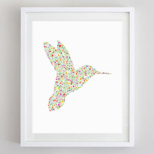 art print - hummingbird floral watercolor print - carly rae studio