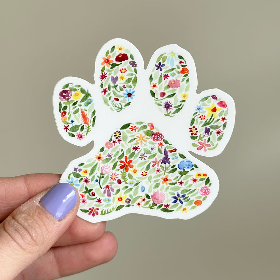 Dog Paw Floral Sticker