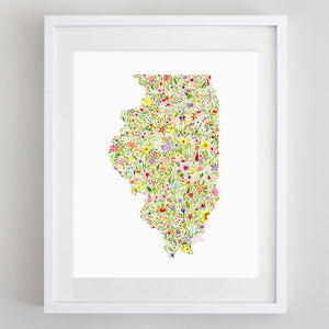 art print - illinois floral watercolor print - carly rae studio