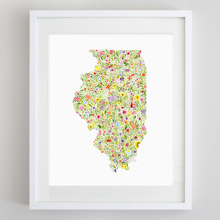 art print - illinois floral watercolor print - carly rae studio