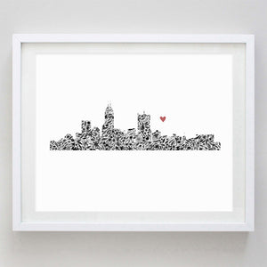 Indianapolis Skyline Floral Watercolor Print