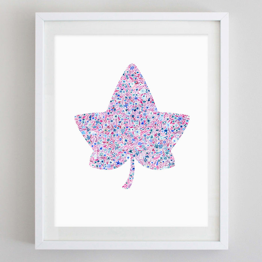 Ivy Leaf Floral Watercolor Art Print - Alpha Phi