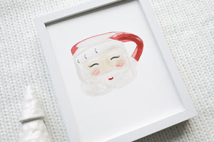 Vintage Santa Mug Watercolor Print