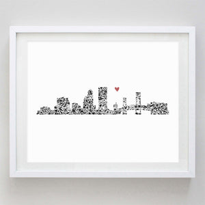 Jacksonville Skyline Floral Watercolor Print