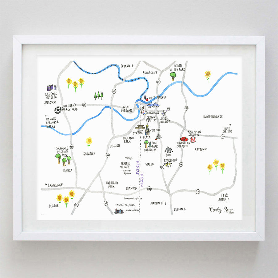 Kansas City Map Watercolor Print