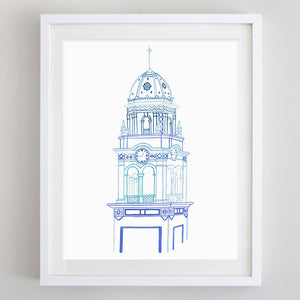 Plaza Clock Tower Watercolor Print