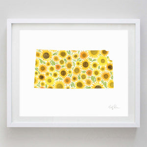 Kansas Sunflower Watercolor Print