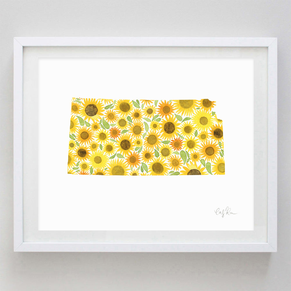 Kansas Sunflower Watercolor Print