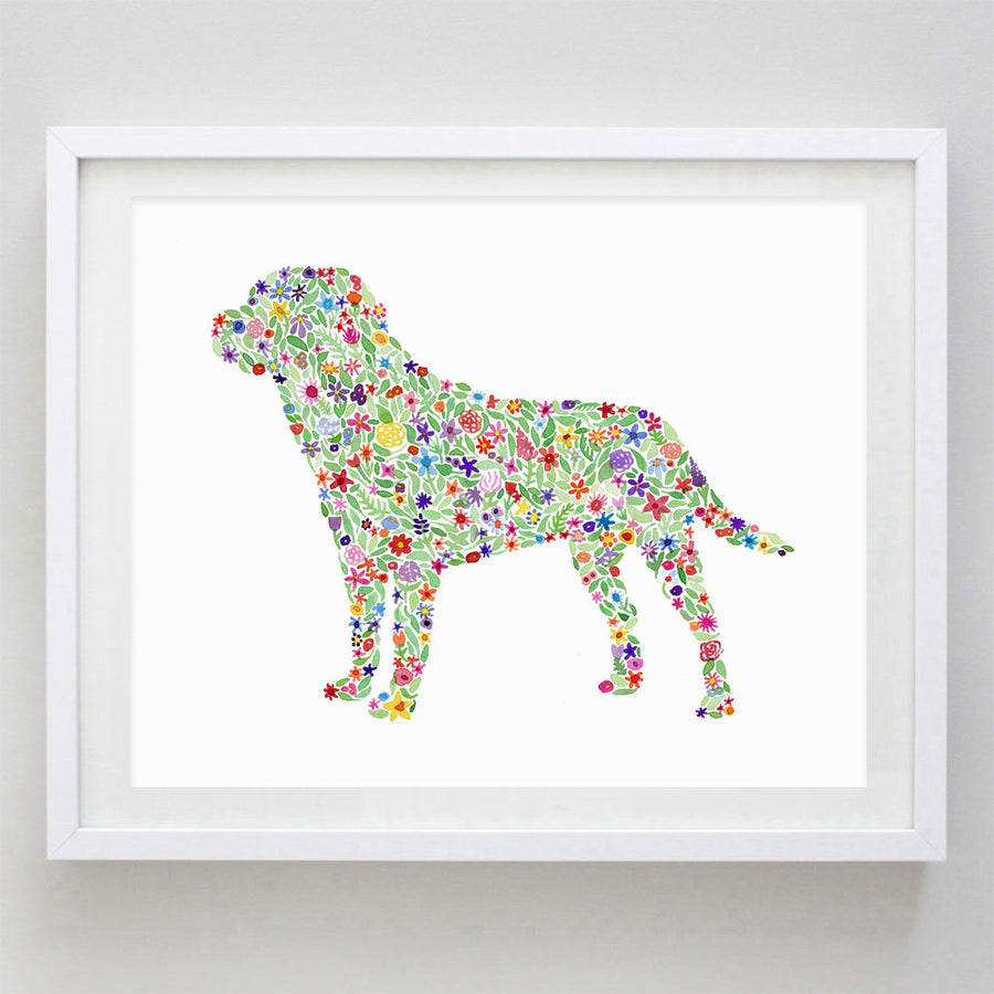 art print - labrador floral watercolor print - carly rae studio