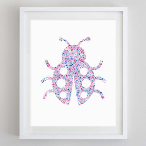 Ladybug Floral Watercolor Art Print - Alpha Sigma Alpha