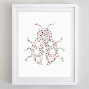 Ladybug Floral Watercolor Print