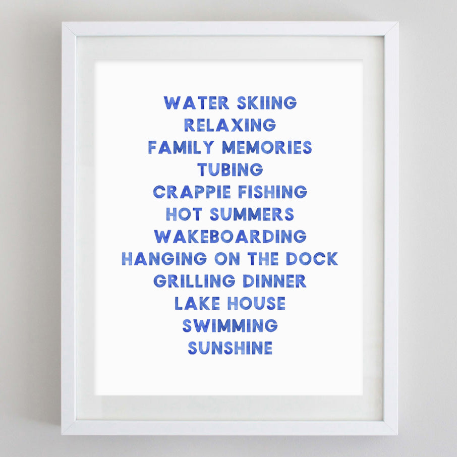 Lake Words Watercolor Print