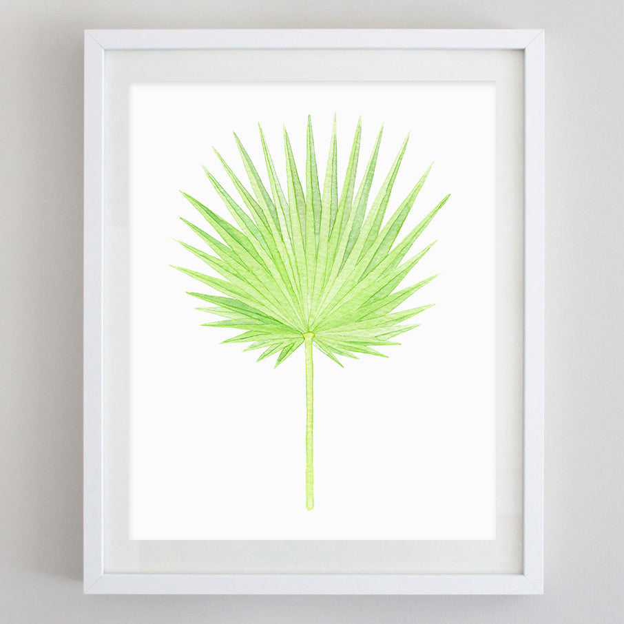 art print - fan palm leaf tropical botanical watercolor print - carly rae studio