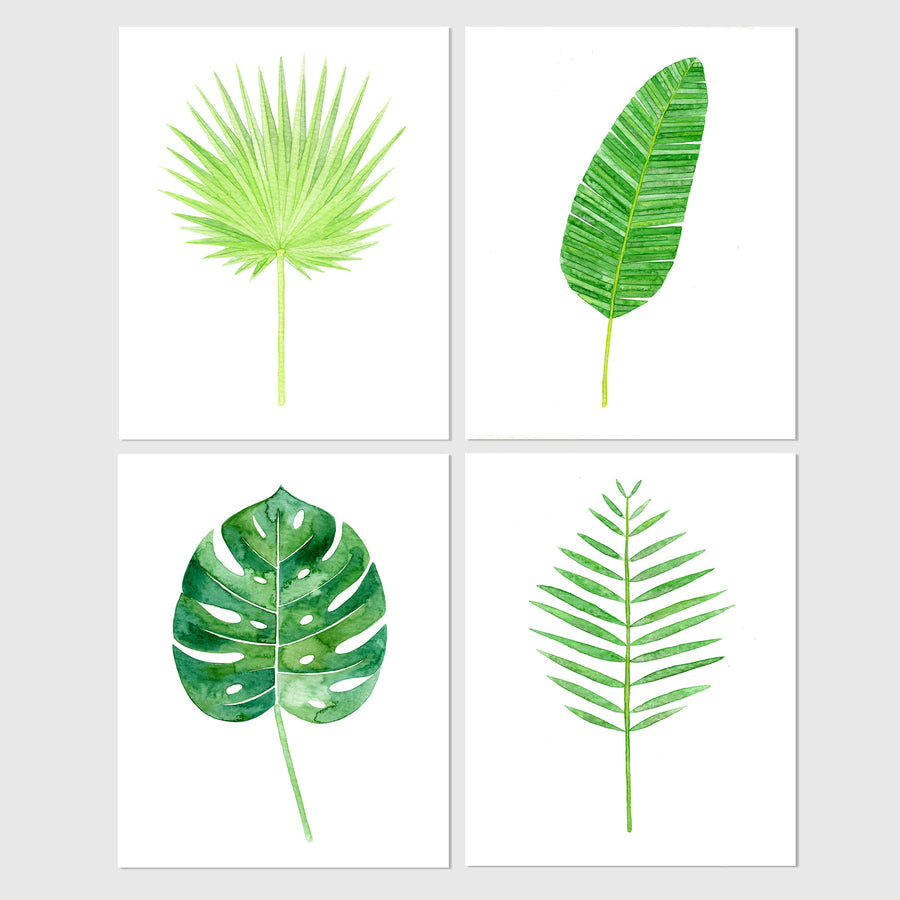 art print - fan palm leaf tropical botanical watercolor print - carly rae studio
