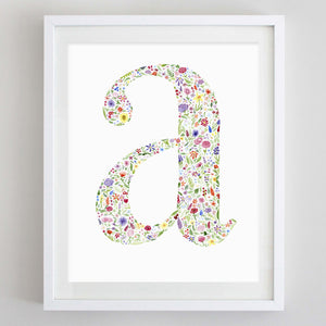 art print - letter a floral watercolor print - carly rae studio