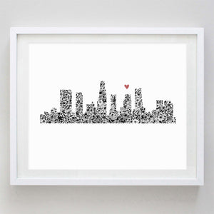 Los Angeles Skyline Floral Watercolor Print