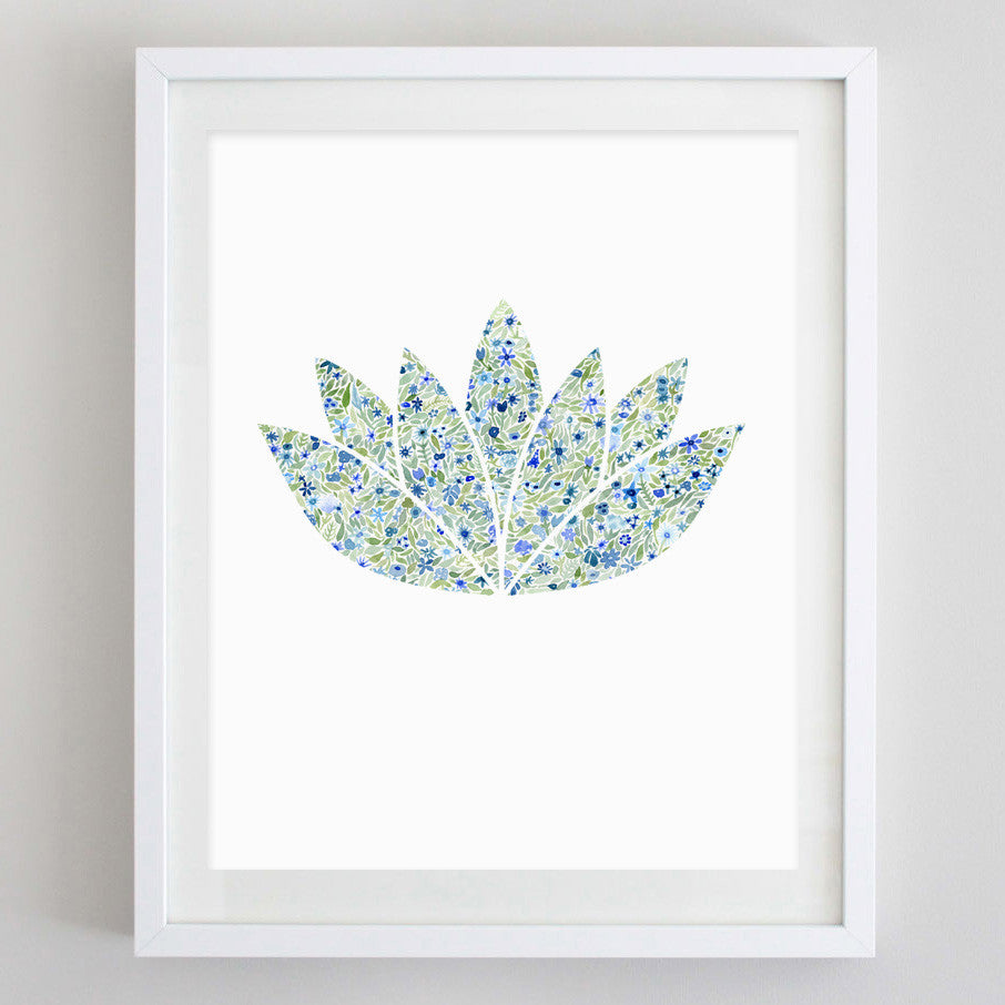 Lotus Yoga Floral Watercolor Art Print