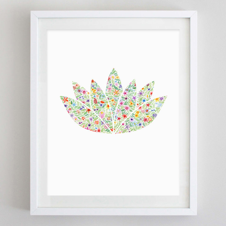 Lotus Yoga Floral Watercolor Art Print