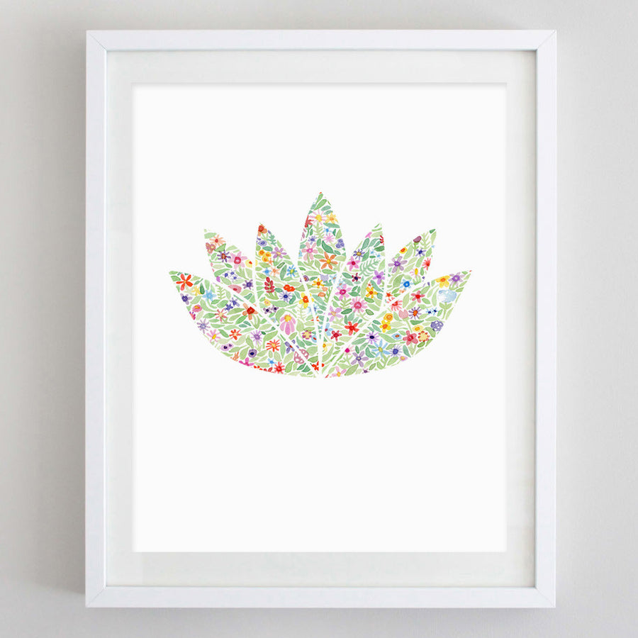 Lotus Yoga Floral Watercolor Art Print