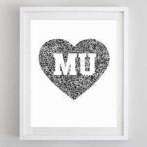 MU Heart Floral Watercolor Print