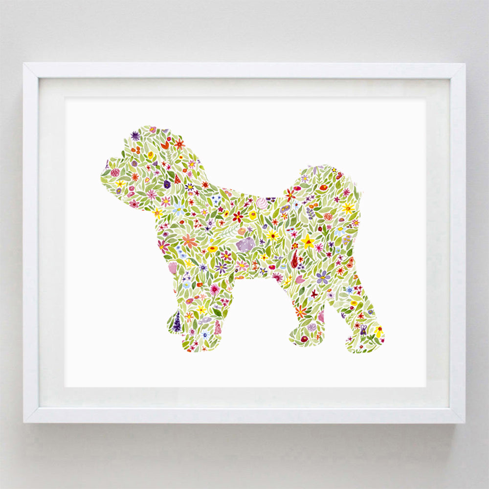 Maltipoo Floral Watercolor Print