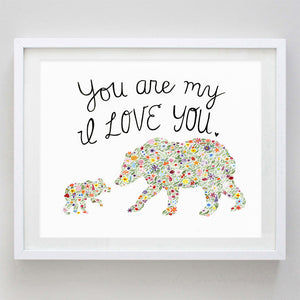 art print - mamma and baby bear ily floral watercolor print - carly rae studio