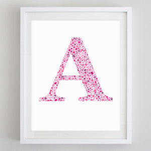 Monogram Stars Watercolor Print Pink