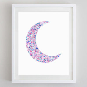 Moon Floral Watercolor Art Print - Gamma Phi Beta